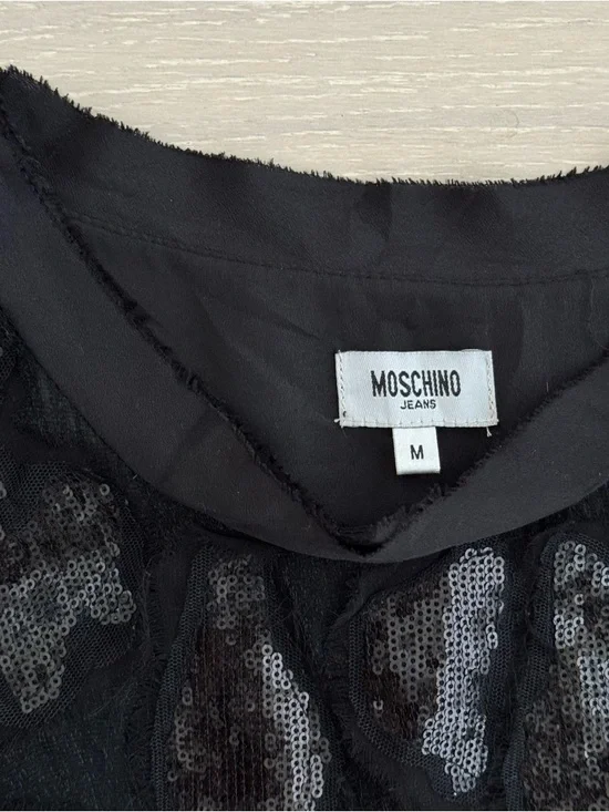 Moschino Jeans Silk Shift Dress with Sequin Embroidery - Size M - Picture 4 of 7